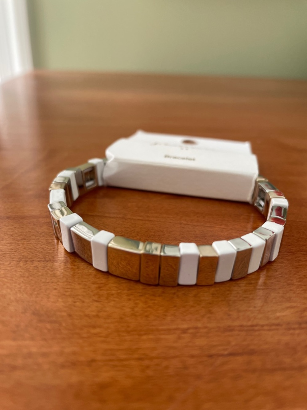 NWT J Crew Gold and White Stretch Bracelet